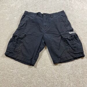 Unionbay Cargo Shorts Mens 34 Black Cotton Multi Pocket Outdoor Casual Relaxed